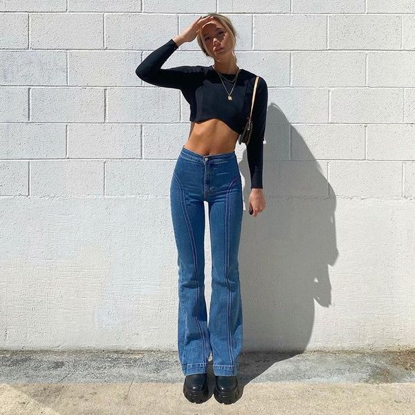 vintage y2k women denim jeans 90s high waist sewing thread flare pants blue slim streetwear retro boyfriend wide leg trousers
vintage y2k women denim jeans 90s high waist sewing thread flare pants blue slim streetwear retro boyfriend wide leg trousers