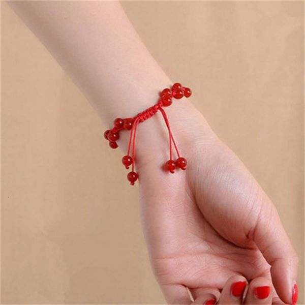 red rope bracelet women's red agate crystal bracelet single circle adjustable birthday accessories gift, Black
red rope bracelet women's red agate crystal bracelet single circle adjustable birthday accessories gift, Black