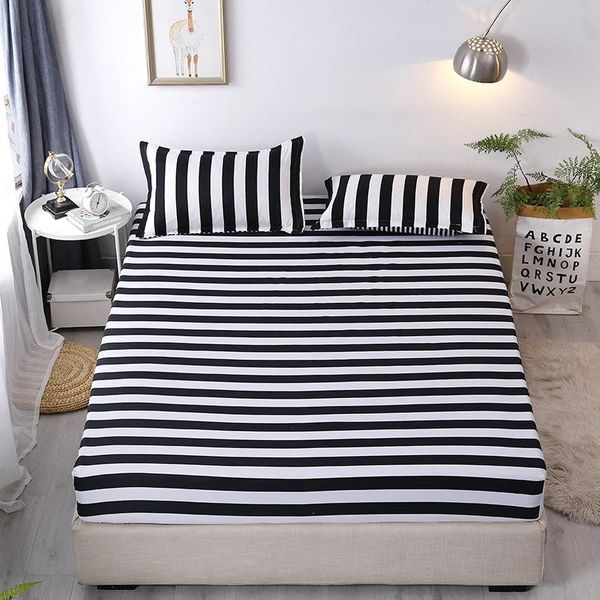 home textile 1pc black & white striped fitted sheet mattress cover four corners with elastic band bed sheets soft 100% polyester
home textile 1pc black & white striped fitted sheet mattress cover four corners with elastic band bed sheets soft 100% polyester