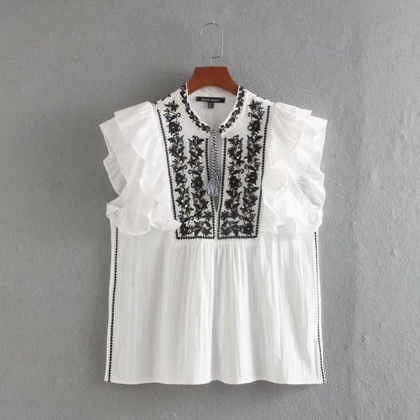 new women elegant stand collar embroidery white blouse sequins decoration casual shirt ruffles femininas blusas chic ls6520
new women elegant stand collar embroidery white blouse sequins decoration casual shirt ruffles femininas blusas chic ls6520