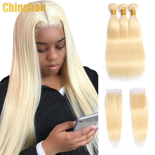 human hair bulks 613 blonde remy 3 4 bundles with closure brazilian straight lace 100% can be permed, Black
human hair bulks 613 blonde remy 3 4 bundles with closure brazilian straight lace 100% can be permed, Black