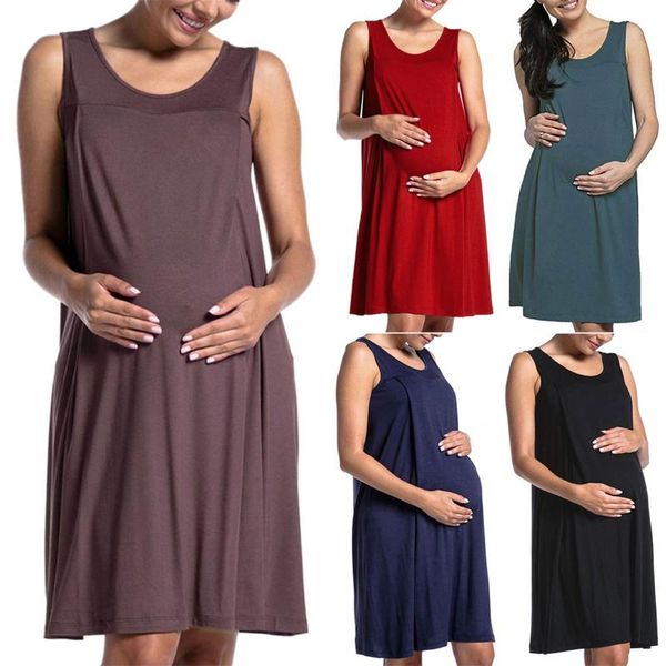 summer maternity dresess sleeveless nursing dress pregnant women solid color loose pajamas casual tank dress, White
summer maternity dresess sleeveless nursing dress pregnant women solid color loose pajamas casual tank dress, White