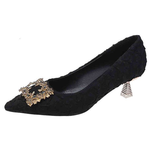 dress shoes luxury single shoe women's summer french pointed shallow mouth thin heel metal buckle temperament fashion banquet high, Black
dress shoes luxury single shoe women's summer french pointed shallow mouth thin heel metal buckle temperament fashion banquet high, Black