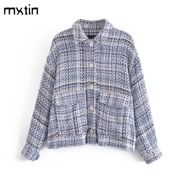 women's jackets mxtin 2021 women vintage stylish plaid loose tweed jacket coat fashion pockets outerwear casual chic chaqueta mujer, Black;brown
women's jackets mxtin 2021 women vintage stylish plaid loose tweed jacket coat fashion pockets outerwear casual chic chaqueta mujer, Black;brown