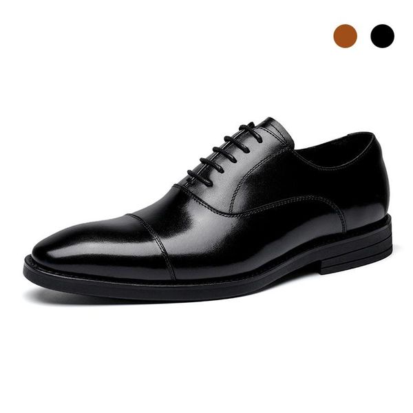 dress shoes oxford wedding man formal party office handmade shoe fashion designer genuine leather men, Black