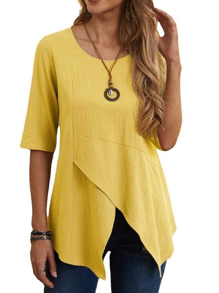 2021 fashion t shirts 21002# women's irregular pullover round ne slim cotton hemp, White
2021 fashion t shirts 21002# women's irregular pullover round ne slim cotton hemp, White