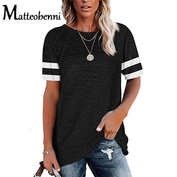 2021 new summer t-shirts short sleeve women loose casual tees striped sleeves round neck black fashion street ladies t shirt 02hd, White
2021 new summer t-shirts short sleeve women loose casual tees striped sleeves round neck black fashion street ladies t shirt 02hd, White