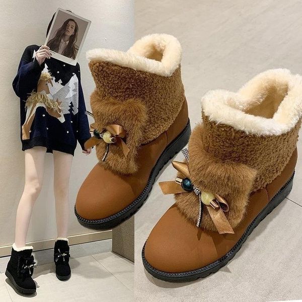 boots 2021 women snow winter shoes warm casual fur ankle female bowtie non slip plush suede rubber flat on fashion ladies, Black
boots 2021 women snow winter shoes warm casual fur ankle female bowtie non slip plush suede rubber flat on fashion ladies, Black