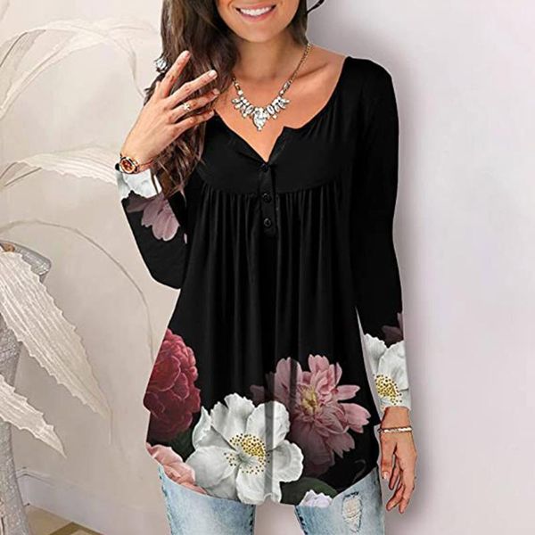 women's t-shirt floral printed oversized t shirt women's button v neck tunic long sleeve graphic tees casual loose pullover, White
women's t-shirt floral printed oversized t shirt women's button v neck tunic long sleeve graphic tees casual loose pullover, White