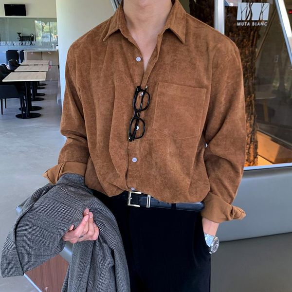 men's casual shirts vintage corduroy long sleeve men shirt korean style lapel single-breasted button fashion simple autumn, White;black
men's casual shirts vintage corduroy long sleeve men shirt korean style lapel single-breasted button fashion simple autumn, White;black