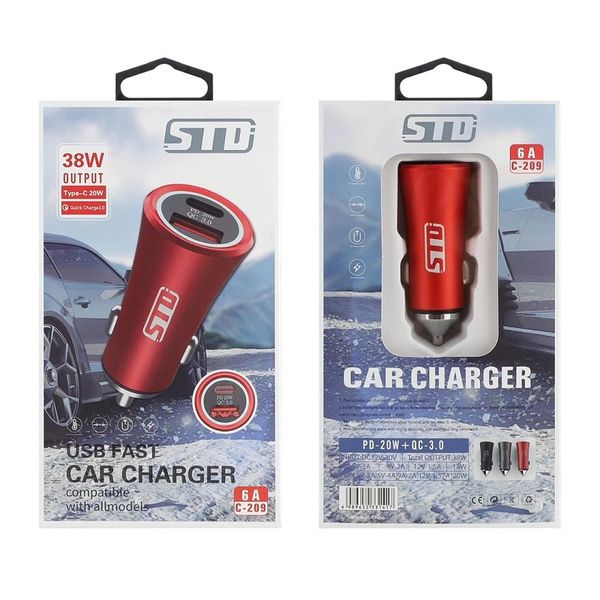 

usb car charger quick charge qc3.0 std pd 20w type c fast charging colorful adaptor with gift box package