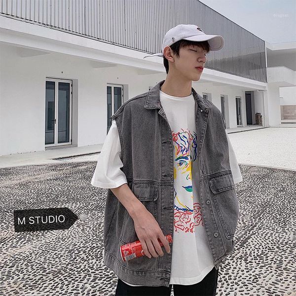 men's vests 2021 summer work clothes cowboy vest jeans man male sleeveless men loose high-quality blue/black color denim, Black;white
men's vests 2021 summer work clothes cowboy vest jeans man male sleeveless men loose high-quality blue/black color denim, Black;white