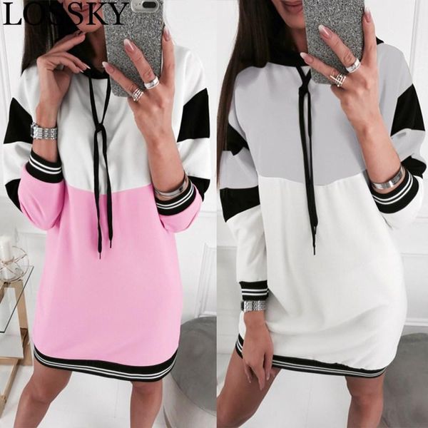 casual dresses women autumn patchwork mini hoodies dress loose hooded drawstring striped hoodie sweatshirt female hoody vestidos, Black;gray
casual dresses women autumn patchwork mini hoodies dress loose hooded drawstring striped hoodie sweatshirt female hoody vestidos, Black;gray