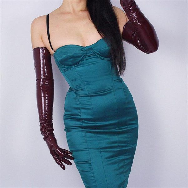 five fingers gloves 70cm extra long section emulation leather sheepskin pu patent bright dark red wine pu31-70, Blue;gray
five fingers gloves 70cm extra long section emulation leather sheepskin pu patent bright dark red wine pu31-70, Blue;gray