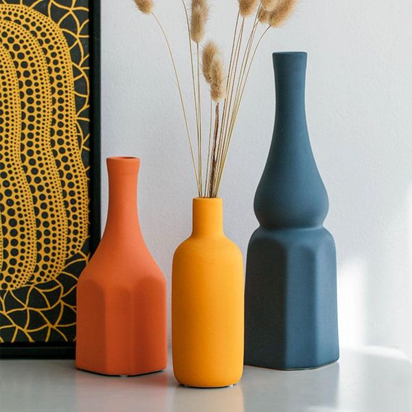 vases simple art ceramic small mouth vase crafts ornaments home living room office large flower arrangement container decoration