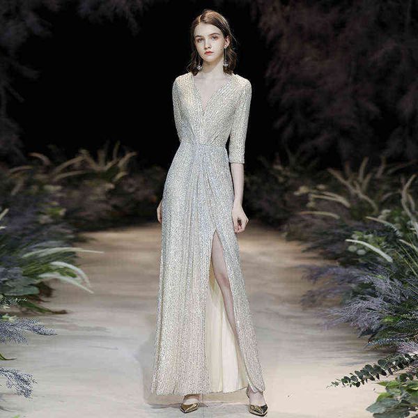 luxury prom dresses banquet evening 2021 grey sequin open fork atmospheric elegant banquet host annual meeting, Black
luxury prom dresses banquet evening 2021 grey sequin open fork atmospheric elegant banquet host annual meeting, Black