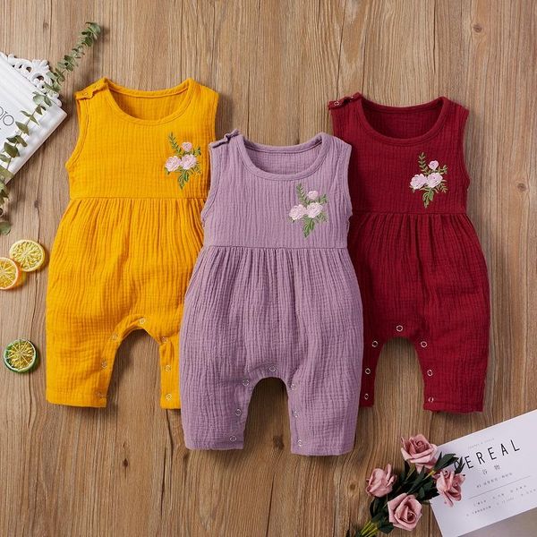 jumpsuits cute born baby boy girl sleeveless embroidered floral romper jumpsuit one pieces summer clothes, Blue 
jumpsuits cute born baby boy girl sleeveless embroidered floral romper jumpsuit one pieces summer clothes, Blue