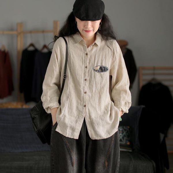 retro blouse 2021 autumn women loose all-match shirt cardigan button embroidery casual female new shirt, White
retro blouse 2021 autumn women loose all-match shirt cardigan button embroidery casual female new shirt, White