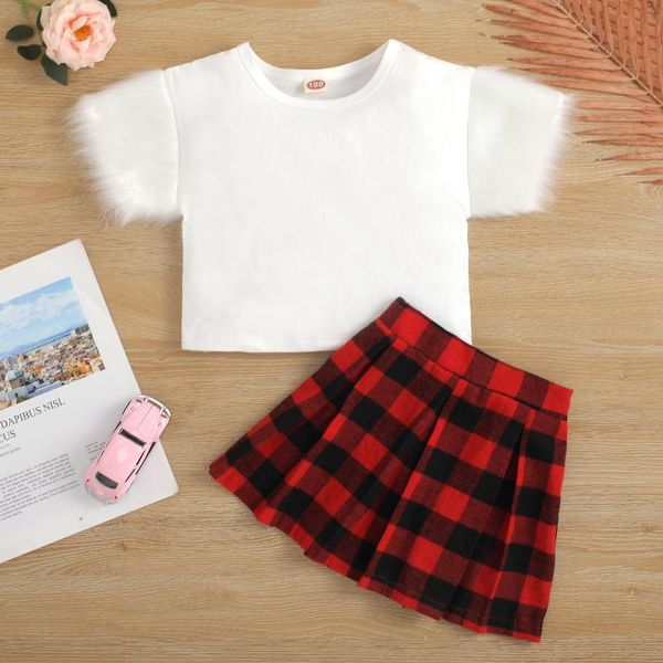 clothing sets focusnorm 2-7y summer lovely infant kids girls 2pcs clothes fur sleeve solid t shirts plaid printed a-line skirts, White
clothing sets focusnorm 2-7y summer lovely infant kids girls 2pcs clothes fur sleeve solid t shirts plaid printed a-line skirts, White