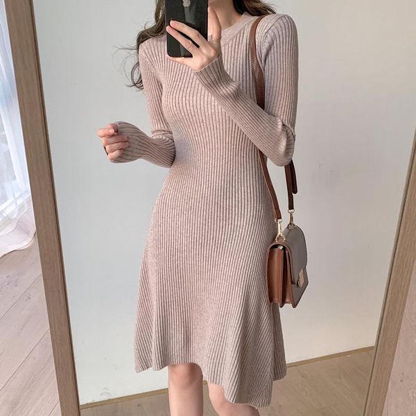 casual dresses autumn winter base sweater dress solid color knee-length long sleeve round neck slim women, Black;gray
casual dresses autumn winter base sweater dress solid color knee-length long sleeve round neck slim women, Black;gray