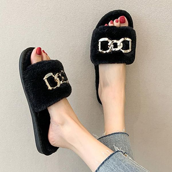 slippers women winter female open toe chain house cotton shoes ladies warm plush slipper soft comfortable flats women's footwear, Black
slippers women winter female open toe chain house cotton shoes ladies warm plush slipper soft comfortable flats women's footwear, Black