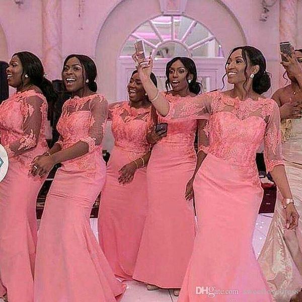 light coral plus size bridesmaid dresses mermaid 2022 african bateau neckline with 1/2 half sleeves lace applique custom made maid of honor, White;pink
light coral plus size bridesmaid dresses mermaid 2022 african bateau neckline with 1/2 half sleeves lace applique custom made maid of honor, White;pink