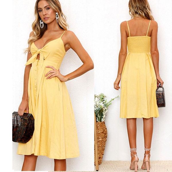 casual dresses 2021 sundress backless women bow summer dress lady vintage yellow spaghetti strap buttons vestido, Black;gray
casual dresses 2021 sundress backless women bow summer dress lady vintage yellow spaghetti strap buttons vestido, Black;gray