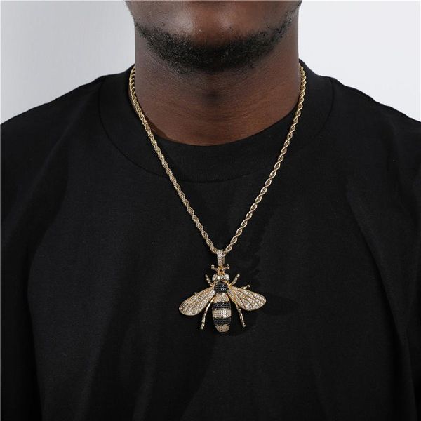 pendant necklaces hip hop bling bee iced out cubic zircon solid back necklace men jewelry with charm tennis chain choker male gifts, Silver
pendant necklaces hip hop bling bee iced out cubic zircon solid back necklace men jewelry with charm tennis chain choker male gifts, Silver