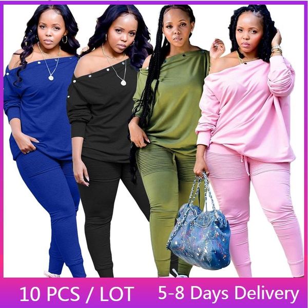 women's two piece pants wholesale items casual set women clothes buttons skew collar long sleeve streetwear solid matching sets, White
women's two piece pants wholesale items casual set women clothes buttons skew collar long sleeve streetwear solid matching sets, White