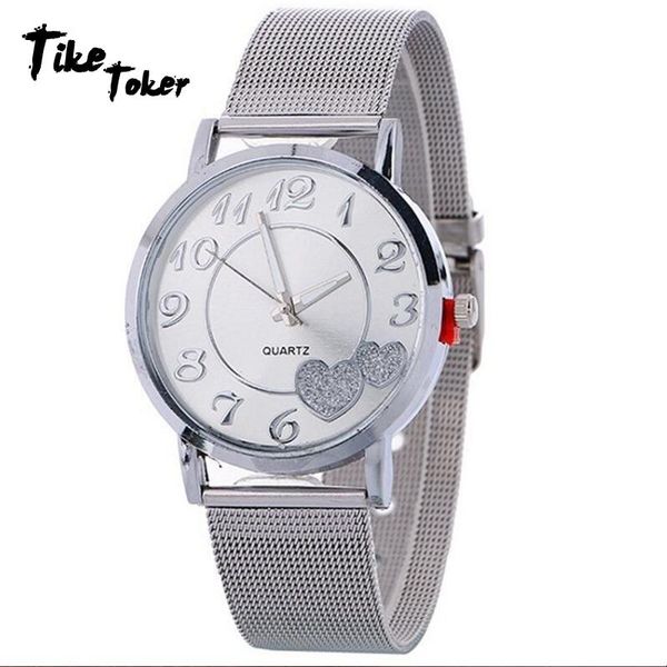 wristwatches tike toker,2021 fashion women surface stainless steel band quartz movement wrist watch, Slivery;brown
wristwatches tike toker,2021 fashion women surface stainless steel band quartz movement wrist watch, Slivery;brown