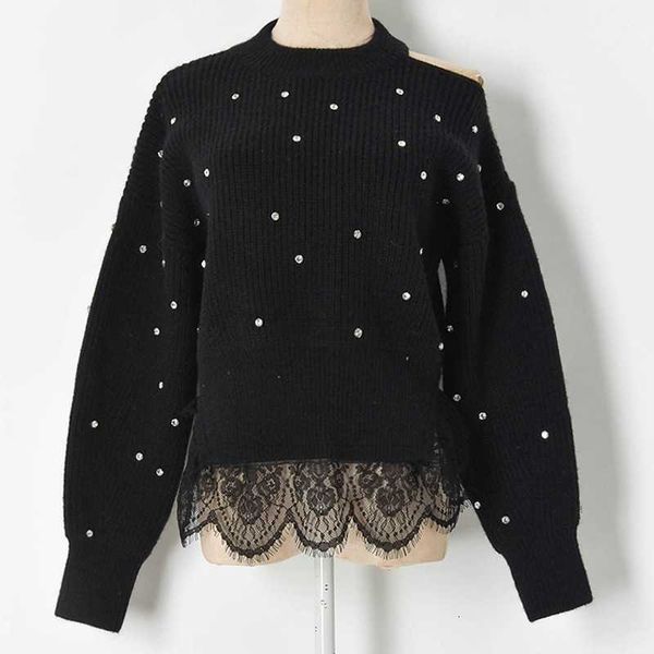 women's sweaters runway women hollow strapless nail drill luxury lace patchwork black white knitted sweater pullover clothes 2zaq, White;black
women's sweaters runway women hollow strapless nail drill luxury lace patchwork black white knitted sweater pullover clothes 2zaq, White;black