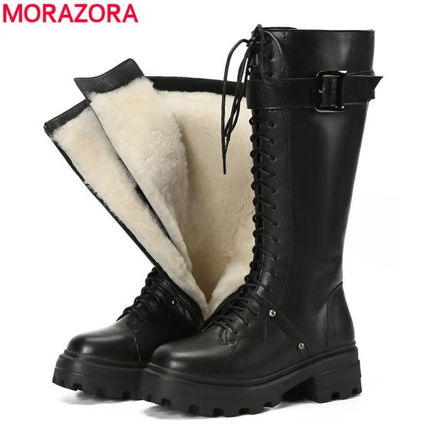boots morazora full genuine leather motorcycle zip platform knee high nature wool warm winter snow women shoes, Black
boots morazora full genuine leather motorcycle zip platform knee high nature wool warm winter snow women shoes, Black