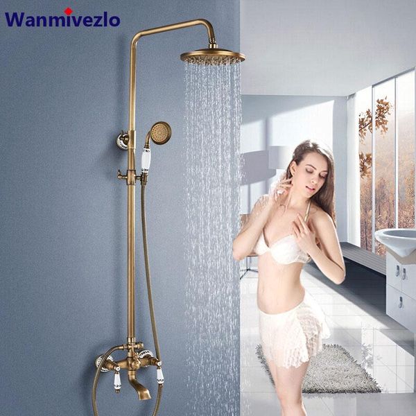 antique brass shower faucets set rainfall shower handshower commodity shelf dual handle mixer tap swivel tub spout bath
antique brass shower faucets set rainfall shower handshower commodity shelf dual handle mixer tap swivel tub spout bath