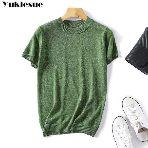 summer glitter t shirt women bling knitted casual short sleeves op o-neck shiny shirt slim kintwear female -shirt 210608, White
summer glitter t shirt women bling knitted casual short sleeves op o-neck shiny shirt slim kintwear female -shirt 210608, White