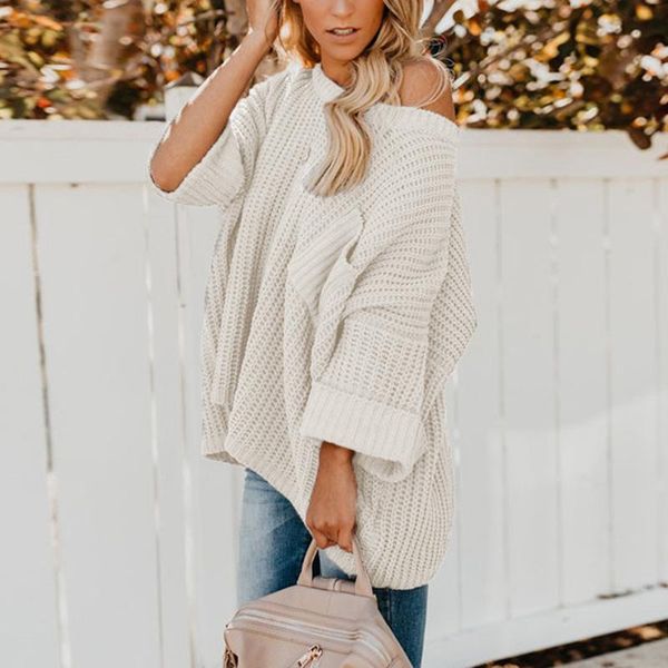 women's sweaters women sweater three quarter sleeve loose casual pocket decoration solid color fashion knitwear for ladies pullover, White;black
women's sweaters women sweater three quarter sleeve loose casual pocket decoration solid color fashion knitwear for ladies pullover, White;black