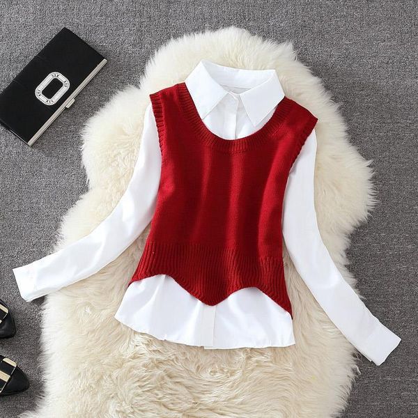 2021 new women spring autumn casual long sleeve shirt+o neck knitted pullover sleeveless vest femaleplus veet two piece set l4768qmg, Gray
2021 new women spring autumn casual long sleeve shirt+o neck knitted pullover sleeveless vest femaleplus veet two piece set l4768qmg, Gray