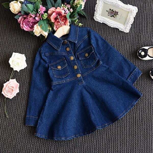 girl casual jeans baby dress kids children autumn long sleeve denim clothes, Red;yellow
girl casual jeans baby dress kids children autumn long sleeve denim clothes, Red;yellow