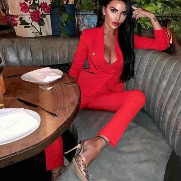 women's two-piece set autumn 2021 red pink blazer button long sleeve v-neck coat & pants bodycon club party set, White
women's two-piece set autumn 2021 red pink blazer button long sleeve v-neck coat & pants bodycon club party set, White