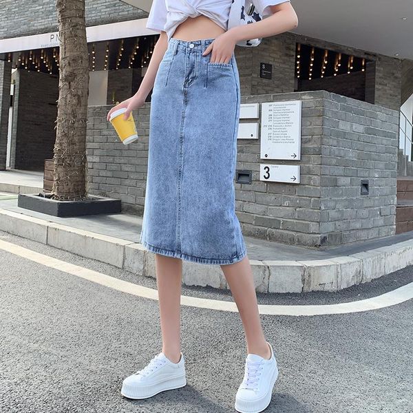skirts high waist denim skirt women's summer small temperament a-line 2021 split mid length hip, Black
skirts high waist denim skirt women's summer small temperament a-line 2021 split mid length hip, Black