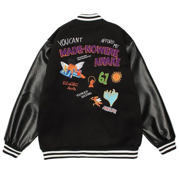 men's jackets varsity black jacket for women 2021 single-breasted letter embroidery hip hop baseball harajuku pu sleeve bomber, Black;brown
men's jackets varsity black jacket for women 2021 single-breasted letter embroidery hip hop baseball harajuku pu sleeve bomber, Black;brown