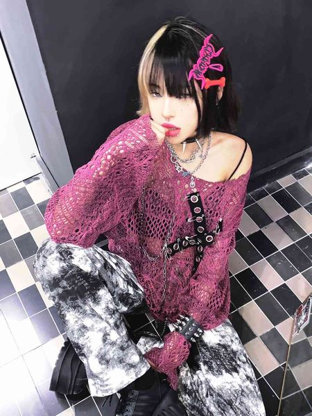 women's blouses & shirts women t-shirts casual gothic punk summer hip hop knitting hollow out long sleeve female fashion goth, White 
women's blouses & shirts women t-shirts casual gothic punk summer hip hop knitting hollow out long sleeve female fashion goth, White