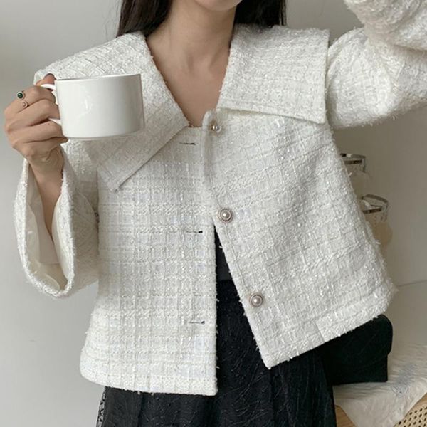 women's jackets elegant autumn 2021 retro turn down collar women coats pearl buckle flare sleeve korean chic fall loose jacket, Black;brown
women's jackets elegant autumn 2021 retro turn down collar women coats pearl buckle flare sleeve korean chic fall loose jacket, Black;brown