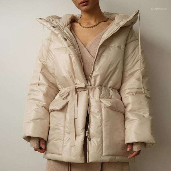 fashion hooded loose parkas women elegant winter drawstring tie belt coats casual solid pockets cotton jackets ladies women's down, Black
fashion hooded loose parkas women elegant winter drawstring tie belt coats casual solid pockets cotton jackets ladies women's down, Black