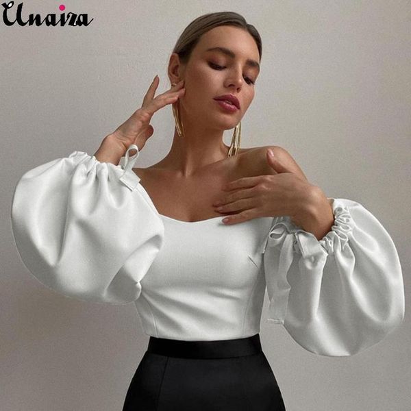 women's t-shirt unaiza 2021 fashion one-shoulder lantern sleeve temperament solid color slim long-sleeved, White
women's t-shirt unaiza 2021 fashion one-shoulder lantern sleeve temperament solid color slim long-sleeved, White