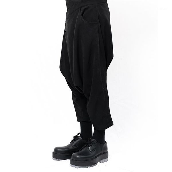 men's pants style yamamoto dark capris casual harem low crotch leg repair, Black
men's pants style yamamoto dark capris casual harem low crotch leg repair, Black