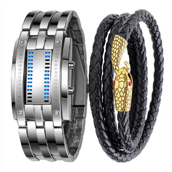 wristwatches xsvo fashion simple steel band men's led binary electronic watch + bracelet trend casual sports male, Slivery;brown
wristwatches xsvo fashion simple steel band men's led binary electronic watch + bracelet trend casual sports male, Slivery;brown