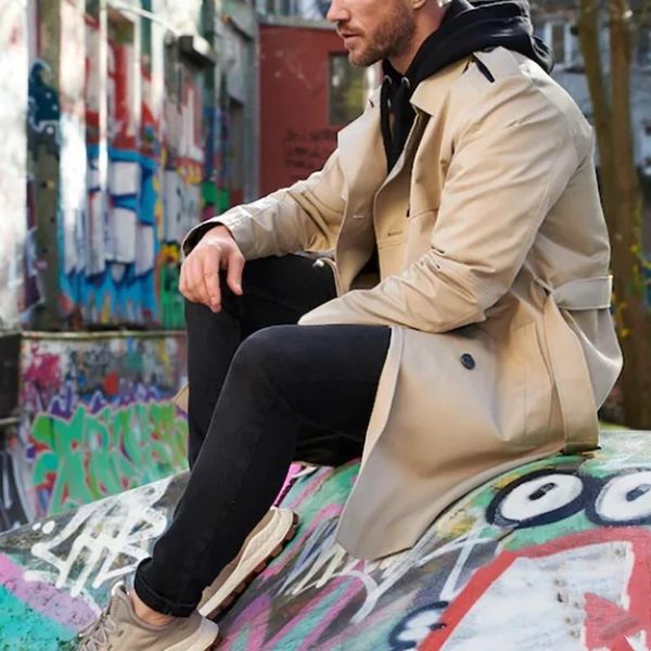 men's trench coats 2021 long style coat men spring double breasted casual windbreakers male good quality jackets, Tan;black
men's trench coats 2021 long style coat men spring double breasted casual windbreakers male good quality jackets, Tan;black