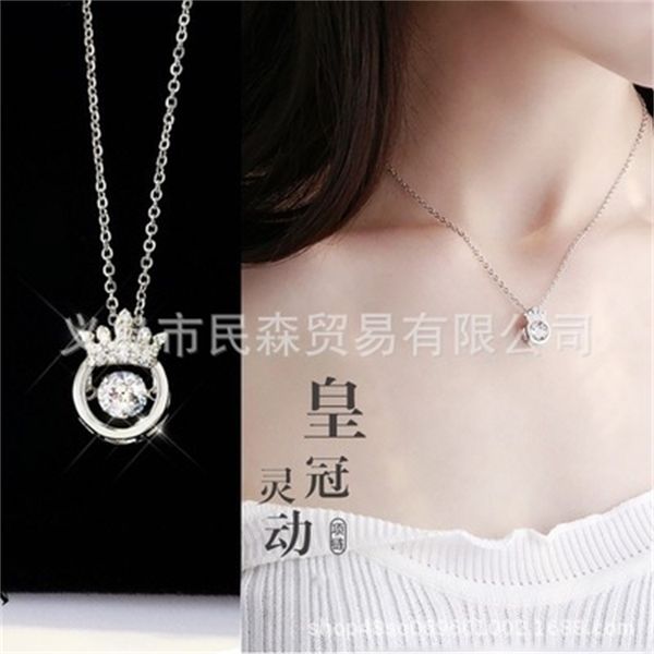 k1 korean crown necklace women's clavicle chain beating heart zircon pendant 925 sterling silver necklace 0.01, Black
k1 korean crown necklace women's clavicle chain beating heart zircon pendant 925 sterling silver necklace 0.01, Black