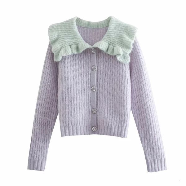 2021 Purple New Cropped Knitted Women Sweater Winter Cute Long Sleeve Button Down Cardigan Woman Contrast Collar Gn2t 5O5E, White;black
2021 Purple New Cropped Knitted Women Sweater Winter Cute Long Sleeve Button Down Cardigan Woman Contrast Collar Gn2t 5O5E, White;black
