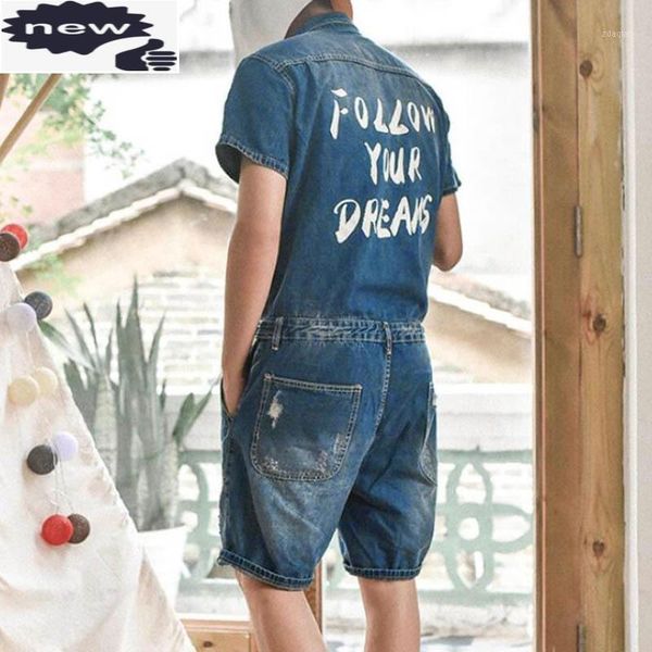 summer short sleeved one piece men jeans jumpsuits single breasted denim overalls boys knee length shorts ripped washed trousers men's, Blue
summer short sleeved one piece men jeans jumpsuits single breasted denim overalls boys knee length shorts ripped washed trousers men's, Blue